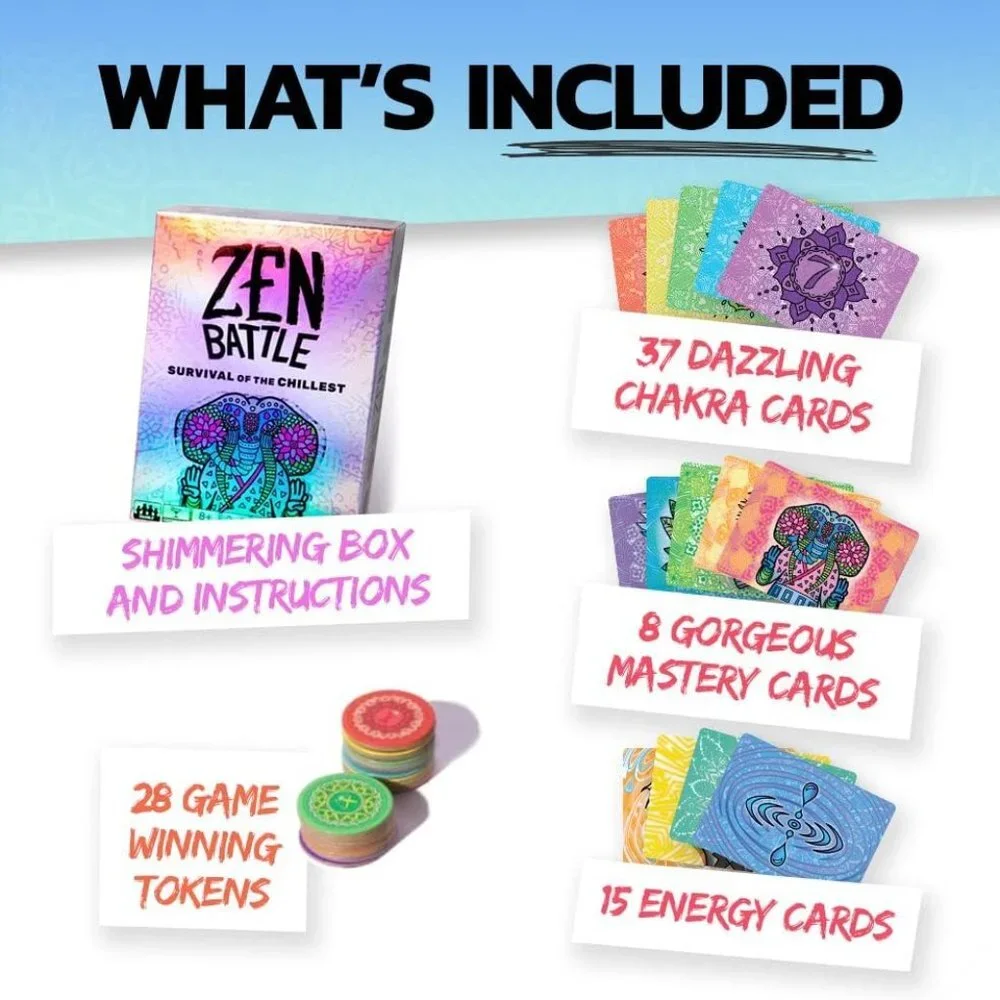 Zen Battle Card Game - Multi-color Cardstock Tabletop Game for 8-98 Years